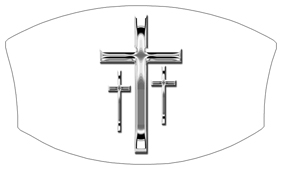 DNSWILL 517 SL WT Silver 3 Crosses White Background